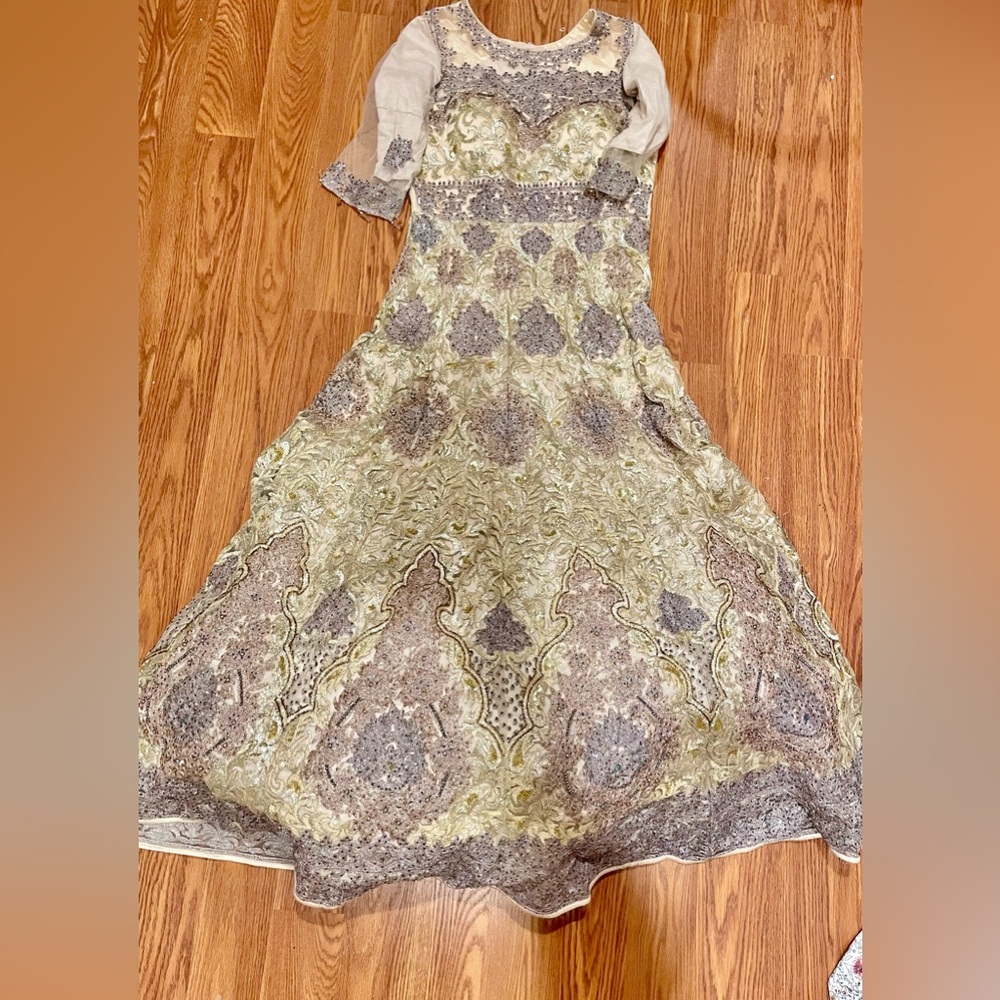 Designer indian Pakistani maxi gown dress bridal wedding back front embroidered